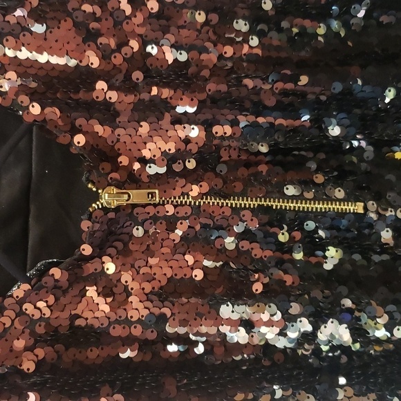 REVAMPED Sequence Evening Mini Dress Gold Copper Silver Spaghettin Straps - Picture 11 of 14